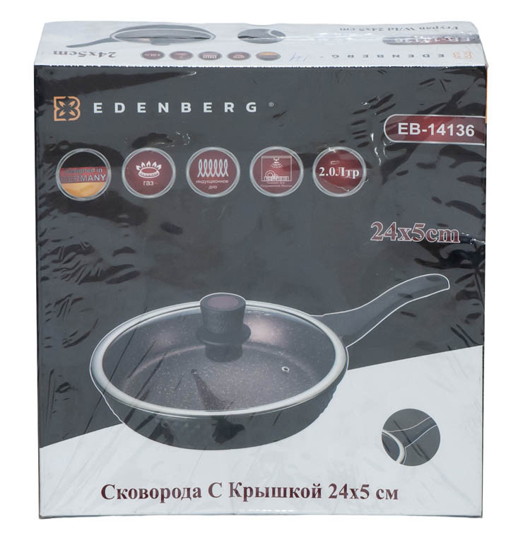 Глибока сковорода Edenberg 24см з кришкою EB-14136 - Зображення 2