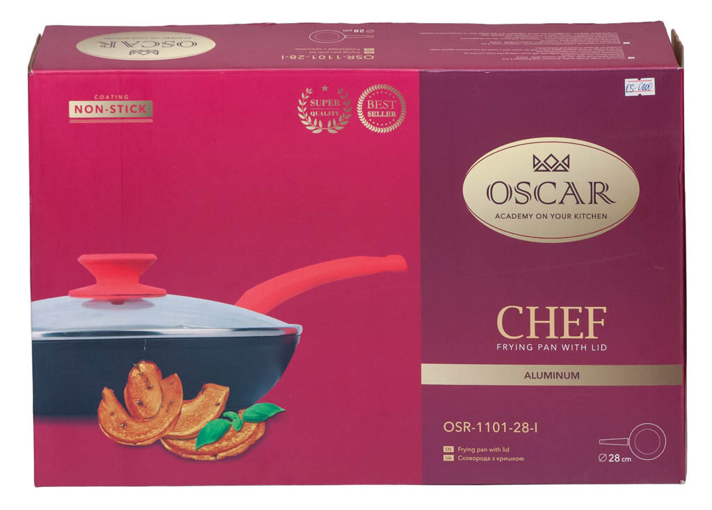 Сковорідка OSCAR CHEF 28 см з кришкою (OSR-1101-28-l) - Зображення 2