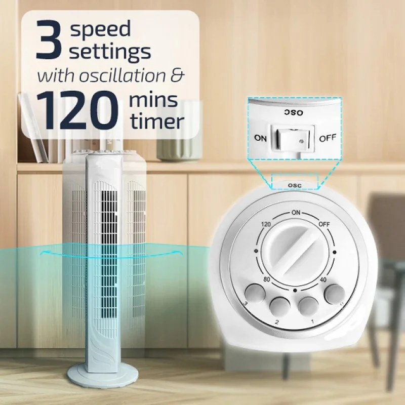 Вентилятор DOMOTEC MS-1627 White TOWER FAN - Зображення 2